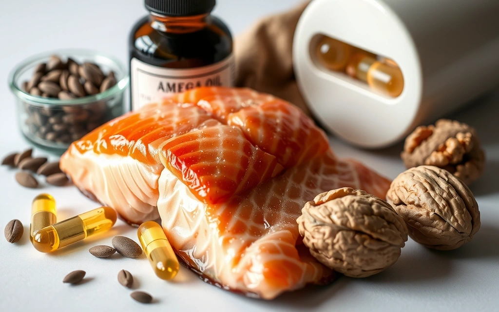 Olio di pesce e semi di lino che rappresentano acidi grassi essenziali