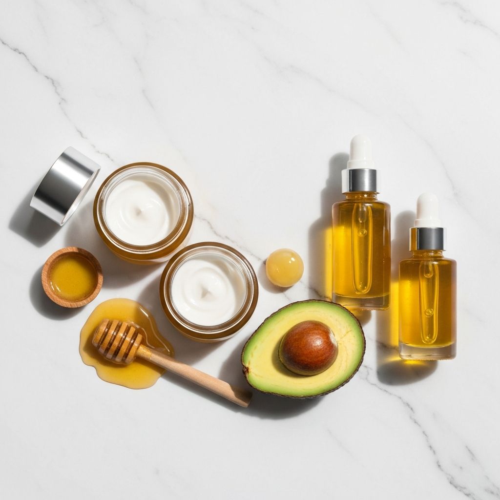 Produtos de cuidado facial com texturas suaves